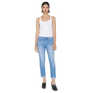 FRAME Le Garcon Cuffed Raw Hem Boyfriend Jeans Deepwater Wash Size 28